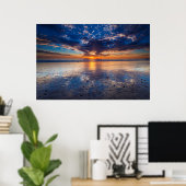 Dramatisch zeegezicht, zonsondergang, CA Poster (Thuiskantoor)