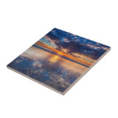 Dramatisch zeegezicht, zonsondergang, CA Tegeltje (Zijkant)