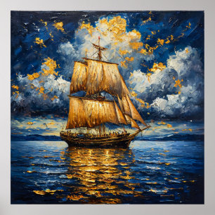 ⛵ Dramatisch zeilschip decor Oceaan Geïnspireerde Poster