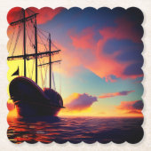 Dramatisch zeilschip zonsondergang kartonnen onderzetters (Voorkant)