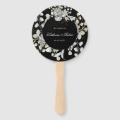 dramatisch zilver bloemenbruiloft programma Hand F Handwaaier (Voorkant)