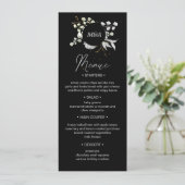 dramatisch zilver goud bloemenbruiloft Diner Menu Kaart (Staand voorkant)