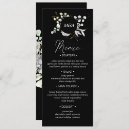 dramatisch zilver goud bloemenbruiloft Diner Menu Kaart