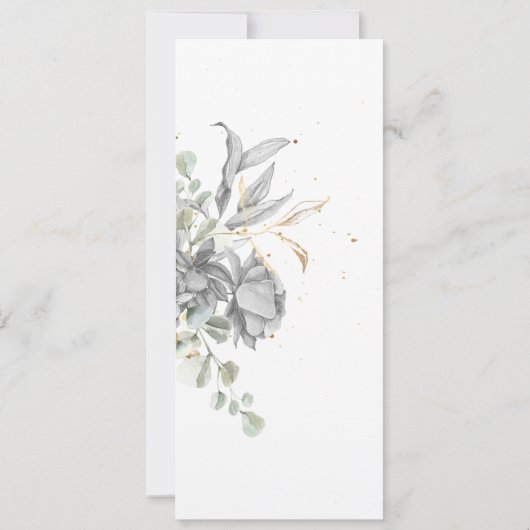 dramatisch zilver goud bloemenbruiloft Diner Menu Kaart (Achterkant)