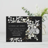 dramatisch zilver goud bloemenbruiloft kaart (Staand voorkant)