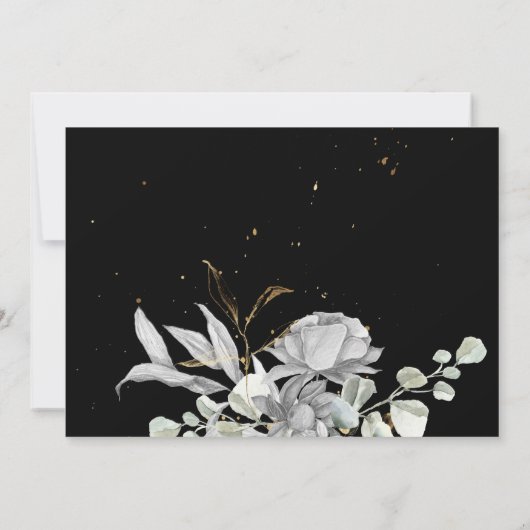 dramatisch zilver goud bloemenbruiloft kaart (Achterkant)