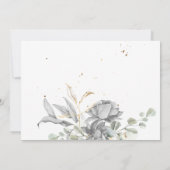 dramatisch zilver goud bloemenbruiloft kaart (Achterkant)