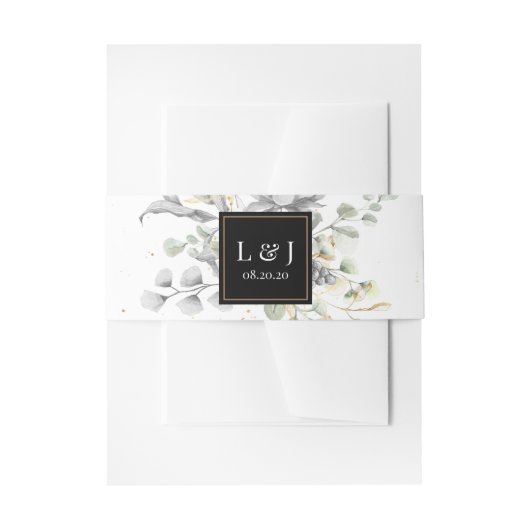 dramatisch zilverbloemig bruiloft uitnodigingen wikkel (Voorkant Voorbeeld)