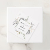 dramatisch zilveren monogram bedankjes labels (In situ)