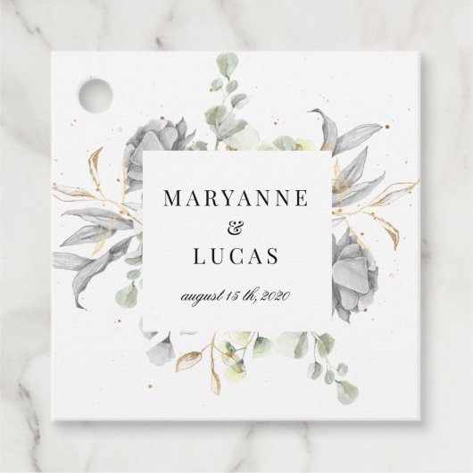 dramatisch zilveren monogram bedankjes labels (Voorkant)