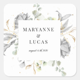 dramatisch zilveren monogram vierkante sticker