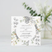 dramatisch zilveren plein bruiloft kaart (Staand voorkant)