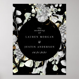 dramatisch zilveren plein bruiloft poster