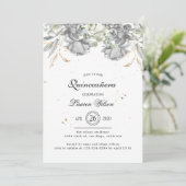 dramatisch zilvergoud bloemenquinceanera kaart (Staand voorkant)