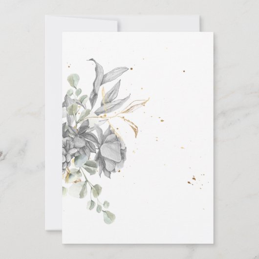 dramatisch zilvergoud bloemenquinceanera kaart (Achterkant)