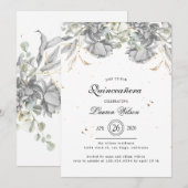 dramatisch zilvergoud bloemenquinceanera kaart (Voorkant / Achterkant)