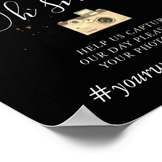 dramatisch zilvergoudflorale hashtag poster (Hoek)