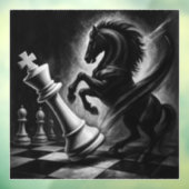 Dramatisch zwart paard vs. koning – gedurfd schaak raamsticker (Vel 3)