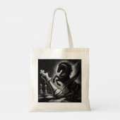 Dramatisch zwart paard vs. koning – gedurfd schaak tote bag (Achterkant)