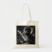 Dramatisch zwart paard vs. koning – gedurfd schaak tote bag (Voorkant)