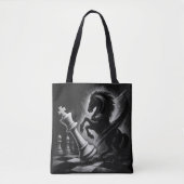Dramatisch zwart paard vs. koning – gedurfd schaak tote bag (Voorkant)