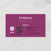 Dramatisch Zwart Roze Bloempatroon Bloemist Visitekaartje (Achterkant)