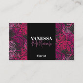 Dramatisch Zwart Roze Bloempatroon Bloemist Visitekaartje (Voorkant)