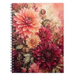 Dramatische Aquarel Dahlia Tuin Notitieboek