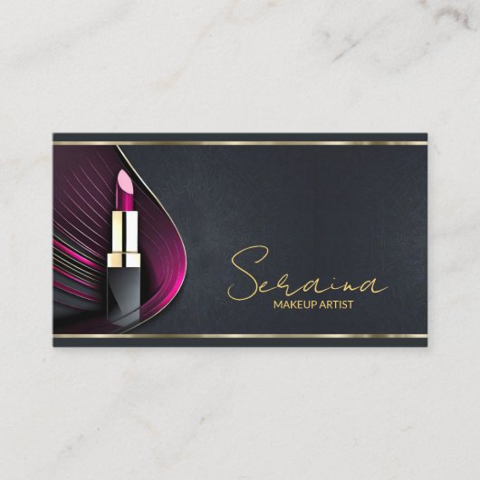 Dramatische Art Deco make-up kunstenaar Magenta ID Visitekaartje (Voorkant)