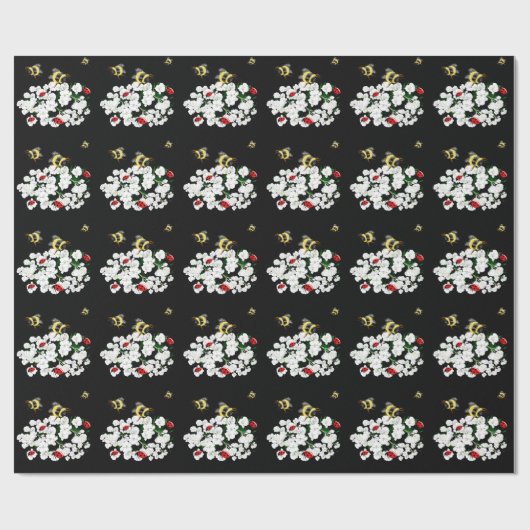 Dramatische bijen lieveheersbeestjes en witte bloe cadeaupapier (Vlak)