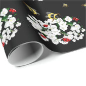 Dramatische bijen lieveheersbeestjes en witte bloe cadeaupapier (Rol Hoek)