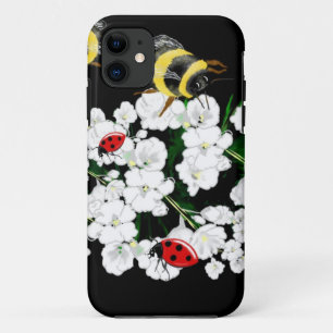 Dramatische bijen lieveheersbeestjes en witte bloe Case-Mate iPhone case