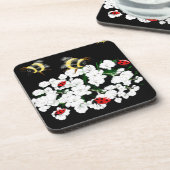 Dramatische bijen lieveheersbeestjes en witte bloe drankjes onderzetter (Linkerzijde)