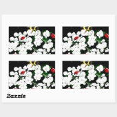 Dramatische bijen lieveheersbeestjes en witte bloe rechthoekige sticker (Vel)