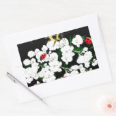 Dramatische bijen lieveheersbeestjes en witte bloe rechthoekige sticker (Envelop)