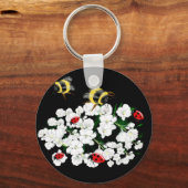 Dramatische bijen lieveheersbeestjes en witte bloe sleutelhanger (Voorkant)