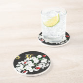 Dramatische bijen lieveheersbeestjes en witte bloe zandsteen onderzetter (Zijkant)