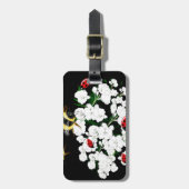 Dramatische bijenladybugs en witte bloemen op zwar bagagelabel (Voorkant verticaal)