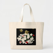 Dramatische bijenladybugs en witte bloemen op zwar grote tote bag (Voorkant)