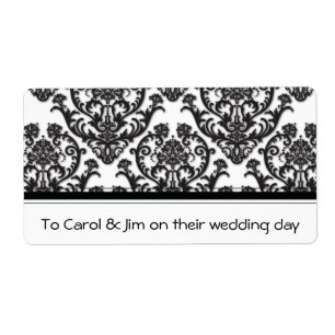 Dramatische Black Damask Patroon Etiket