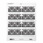 Dramatische Black Damask Patroon Etiket (Full Sheet)