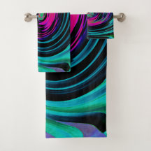 Dramatische Black en Turquoise Abstract Retro Twir