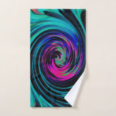 Dramatische Black en Turquoise Abstract Retro Twir Bad Handdoek (Handdoek)