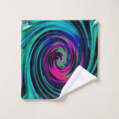 Dramatische Black en Turquoise Abstract Retro Twir Bad Handdoek (Wasdoekje)
