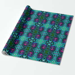 Dramatische Black en Turquoise Abstract Retro Twir Cadeaupapier