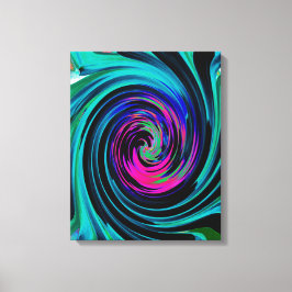 Dramatische Black en Turquoise Abstract Retro Twir Canvas Afdruk