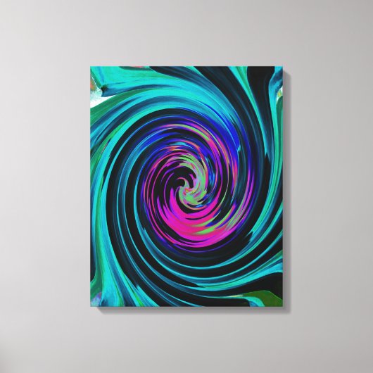 Dramatische Black en Turquoise Abstract Retro Twir Canvas Afdruk (Voorkant)