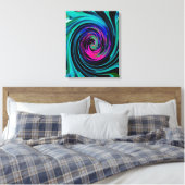 Dramatische Black en Turquoise Abstract Retro Twir Canvas Afdruk (Insitu (Slaapkamer))