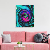 Dramatische Black en Turquoise Abstract Retro Twir Canvas Afdruk (Insitu (Woonkamer))