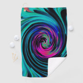 Dramatische Black en Turquoise Abstract Retro Twir Golfhanddoek (Insitu)